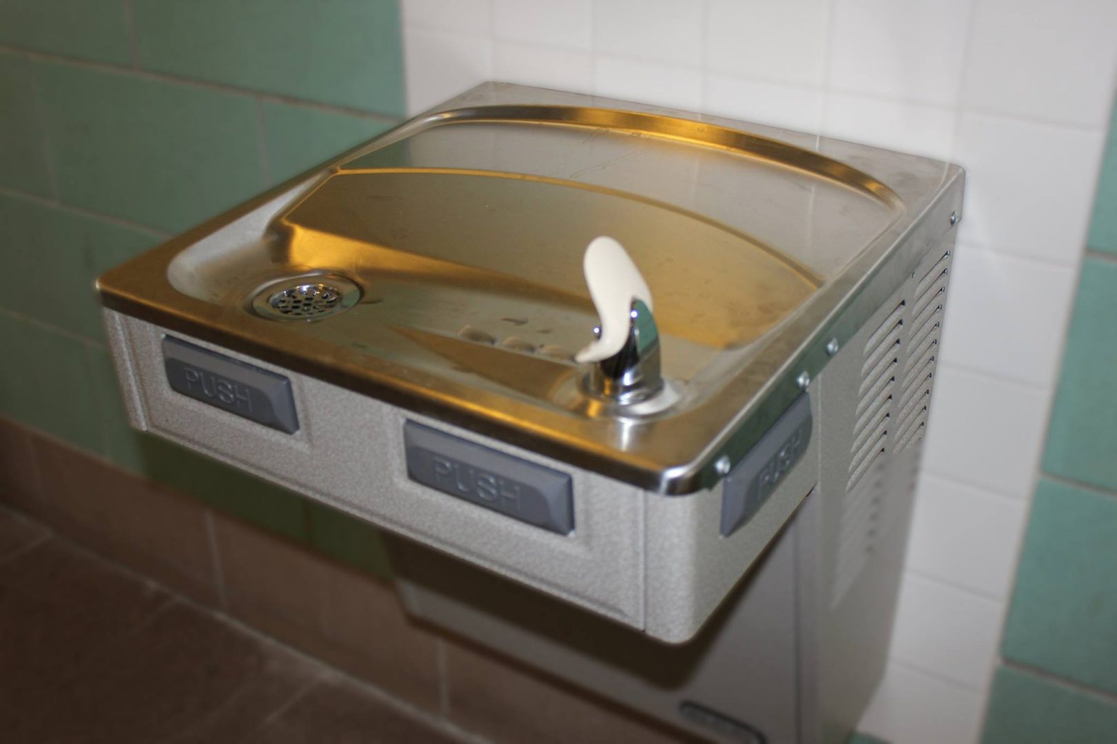 The new bubbler is installed in the park pavilion.