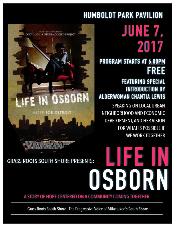 Grass Roots South Shore Event,  June 7th 6:00pm at the Humboldt Park Pavillion